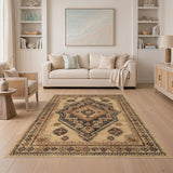 Brown and Tan Brown Tan Heritage Tribal Area Rug