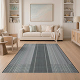 Black White Grid Stripe Area Rug