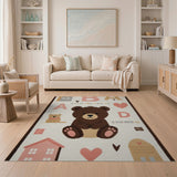 Cute Brown Bear Alphabet Kids Area Rug