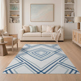 Geometric Modern Navy Blue Geometric Lattice Area Rug