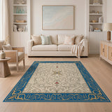 Royal Blue Border Persian Medallion Rug