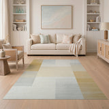 Geometric Modern Beige and Neutral Beige Neutral Geometric Block Area Rug