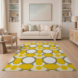 Bold Yellow Geometric Interlock Area Rug