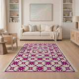 Purple Lattice Floral Area Rug