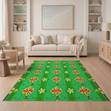 Vibrant Green Multi-Floral Pattern Area Rug