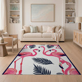 Pink Pink Flamingo Palm Leaf Area Rug