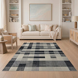 Patchwork Black White Geometric Patchwork Area Rug