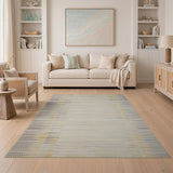 Abstract Geometric Grid Yellow Area Rug