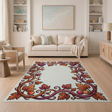 Ornate Grape Vine Border Area Rug