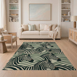 Green Zebra Wave Area Rug