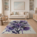 Purple Thistle Watercolor Area Rug