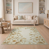 Cream Floral Vine Beige Area Rug