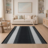 Black and White Black White Halftone Stripe Area Rug