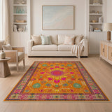 Vibrant Orange Sunburst Persian Area Rug