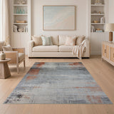 Grey Rust Abstract Distressed Area Rug