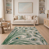 Multi-color and Patterns Majestic Peacock Feathers Area Rug