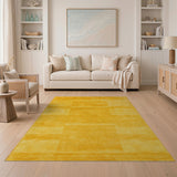 Yellow Geometric Block Area Rug