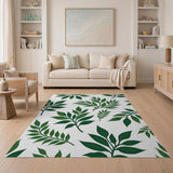 Floral Vintage Lush Green Leaves Pattern Area Rug