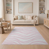 Blush Pink Wavy Zebra Area Rug