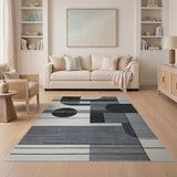 Grey Modern Geometric Abstract Grey Area Rug