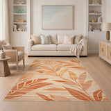 Orange Leaf Boho Area Rug