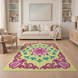 Vibrant Pink Floral Medallion Persian Area Rug