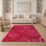 Pink Vibrant Pink Swirl Abstract Area Rug