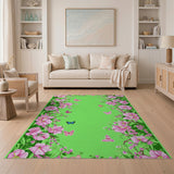 Pink Hibiscus Butterflies Floral Area Rug