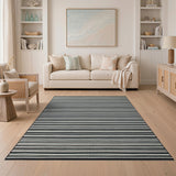 Black White Striped Geometric No. 3 Area Rug