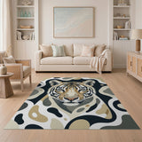 ODIKA Artistic Tiger Portrait Washable Area Rug - Modern Low Pile Non-Slip Decor