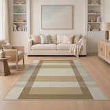 Beige Tan Geometric Border Area Rug