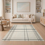 Plaid Black White Plaid Geometric Area Rug