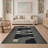 Bold Black White Geometric Abstract Black and White Area Rug