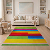 Horizontal Stripe Geometric Modern Vibrant Multi-Color Horizontal Stripe Area Rug