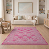 Vibrant Pink Scallop Shell Coastal Area Rug