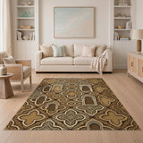 Gold Ornate Arch Moroccan Area Rug