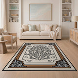 Ornate Floral Scrollwork Beige Area Rug
