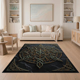 ODIKA Norse Runic Compass Washable Area Rug - Mystic Bronze Low Pile Non-Slip Carpet