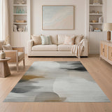 Abstract Beige Grey Neutral Area Rug