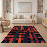 Multi-color and Patterns Bold Geometric Orange Black Area Rug