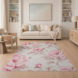 Blush Floral Vintage Blush Pink Peony Floral Area Rug