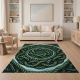 Twisted Green Rope Coil Area Rug