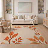 Orange Autumn Leaves Framed Area Rug