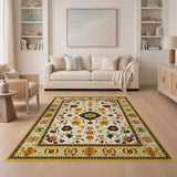 Elegant Yellow Persian Floral Area Rug