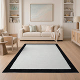 Black Framed White Area Rug