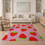 Retro Pixel Strawberry Pink Area Rug