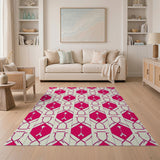 Pink Geometric Diamond Lattice Area Rug