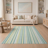 Teal Yellow Vertical Striped Area Rug