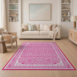 Pink Geometric Modern Vibrant Pink Geometric Lattice Area Rug