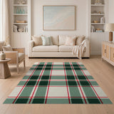 ODIKA Classic Red and Green Plaid Washable Area Rug - Low Pile, Non-Slip, Pet & Kid Friendly
